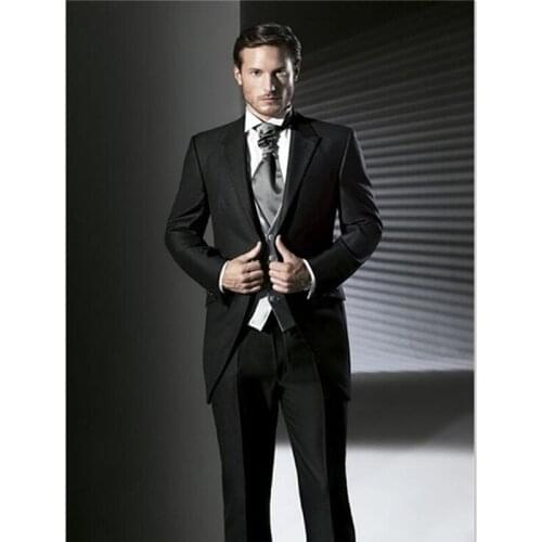 Blazer Masculino Mens Suits (Jacket+Pants+vest) Latest Designs Black Wedding Morning Brand clothing 3 pieces Terno man suit