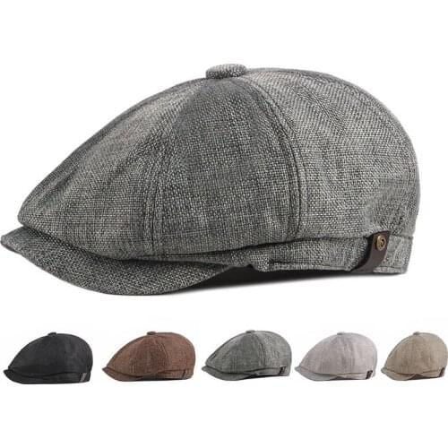 Summer Spring Thin Retro Beret Breathable Men Beret Newsboy Hat Casual Unisex Octagonal Flat Cap -40