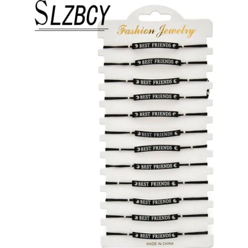 12 pcs/lot Bohemia Best Friend Charm Bracelets Set For Women Handmade Adjustable Rope Weave Wristband Friendship Anklet Jewelry