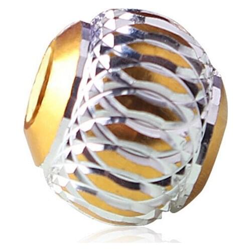 10Pcs DIY European style silver/golden ball pendant big hole Bead fit for 3MM Snake roll Bracelet/necklace charm beads F101