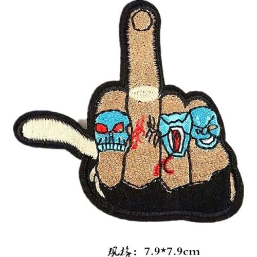 Punk Hand Patches Rock Heart Clothing Stickers Iron on Patch Funny Embroidery Applique Accessories Skull Badges For Jeans Coat