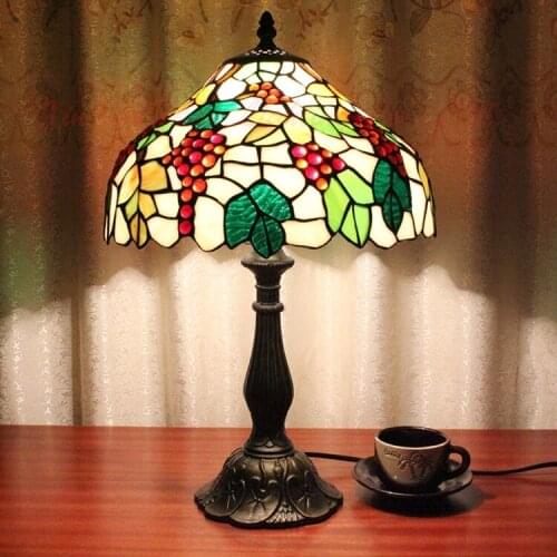 12 inch grape European tiffany style table lamp living room study bedroom dining room hotel bar