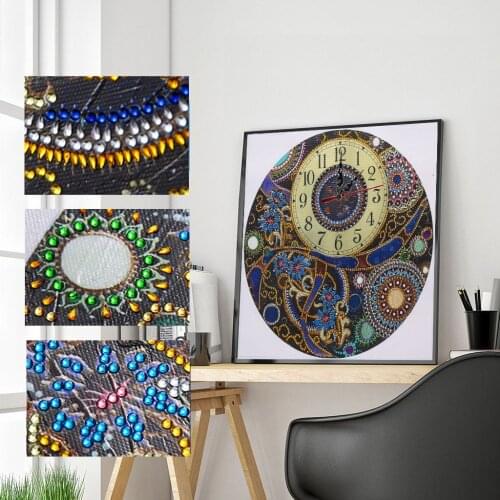 New 5D Clock Diamond Painting Special Drill Mandala Clock Mosaic Rhinestones DIY Embroidery Wall Art Home Decor
