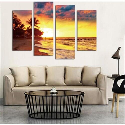 Blue Sky and White Clouds Landscape Printing Canvas Painting Grassland Windmill Art Wall Poster Home Decor 4Pcs Frameless Mural