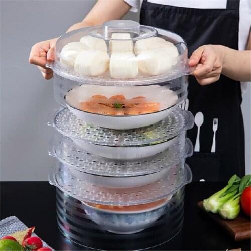 Plastic Food Cover Transparent Stackable Refrigerator Meal Cover Dining Table Dustproof Anti-mosquito Leftover Food Cover Supply