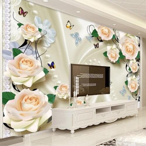 Custom Photo Wallpaper 3D Beautiful Flowers TV Background Wall Fresco Waterproof Silk Cloth Mural Wallpaper Bedroom Home Decor