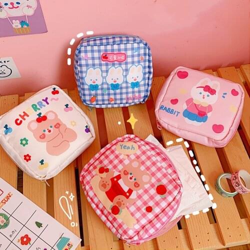 Portable Cute Tampon Storage Bag Multi-Purpose Sanitary Pad Cosmetic Bag Headphone Case Coin Purse Women Mini Travel Organizers