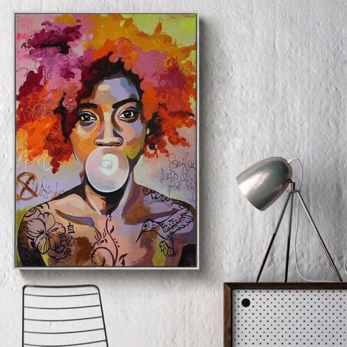 Colorful Abstract Woman Canvas Painting African Woman Posters and Prints Wall Art Picture for Living Room Home Decoration Cuadro