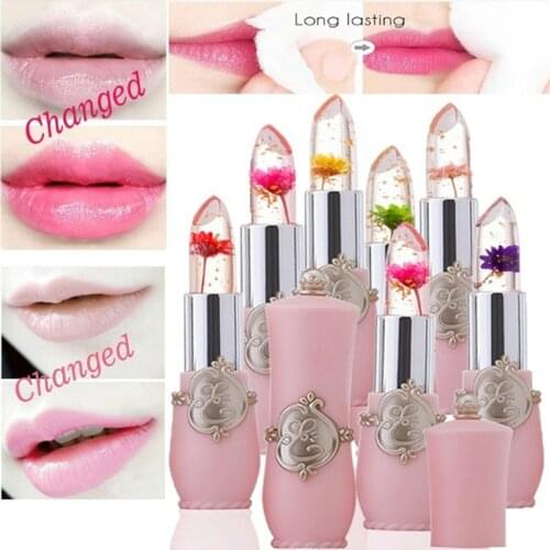 Flower Lipstick Color Jelly Transparent Magic Changing Lip Temperature Change Moisturizing changing
