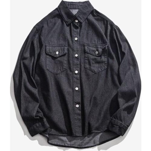Hip Hop Solid Color Snap Button Long Sleeve Shirt Men Fashion Casual Street Dress Formal Shirt Coat Male Fashion Shirt Top