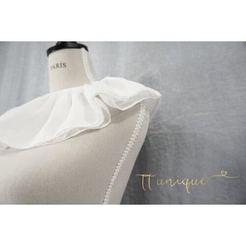 False temperament Chiffon Crest Collar large exaggerated pleated arms big arms Soft and beautiful womens atmosphere, white horn