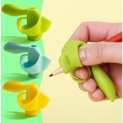 2Pcs/Set Silicone Pen Grip Posture Correction Device Finger Pencil Pen Holder Children Writing Learning Tool Stationery Aid