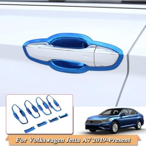 Car Styling ABS Car Door Handle Cover Box Sequin Door Bowl Auto Sequin For Volkswagen Jetta A7 2019-Present External Accessory