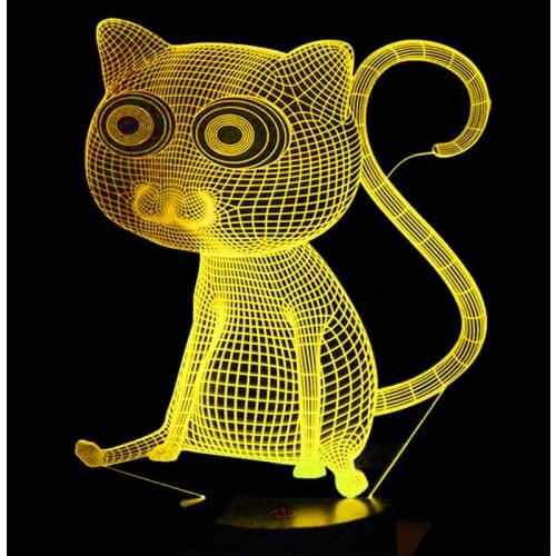 3D LED Night Light Cat Sit with 7 Colors Light for Home Decoration Lamp Amazing Visualization Optical Illusion Awesome