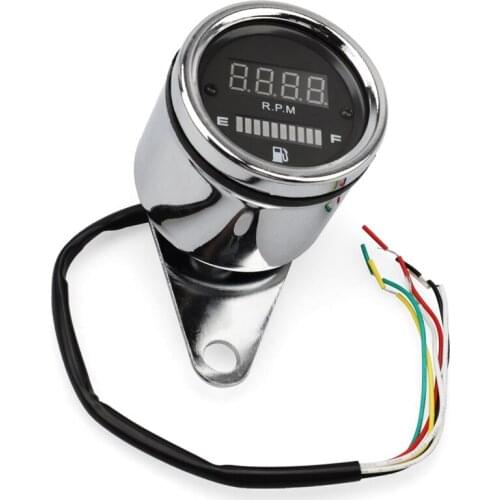 DC 12V Waterproof Motorcycle 2 in 1 Tachometer RPM Gauge Fuel Level Gauge Meter With Digital LED Indicator Motorbike Instrument