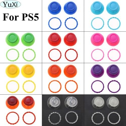 YuXi Analog Cover 3D Thumb Sticks Joystick Thumbstick Mushroom Cap For Sony PlayStation 5 PS5 with Accessories Accent Rings