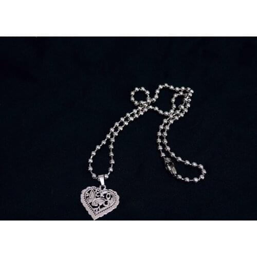 Goth Punk Butterfly Heart Necklace Retro Stainless Steel Beads Chain Necklaces Collares Largos Mujer joyeria 2020