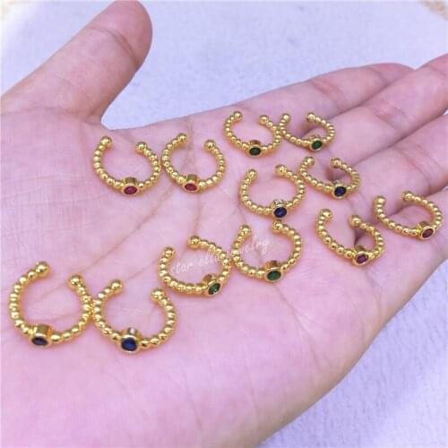 10pairs/lot Mixed Color Cubic Zirconia C Open Ear Cuff Women Jewelry