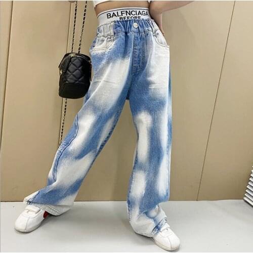 2021 new wholesale girls denim wide pants fashion summer girls jean pants 6-12t B181