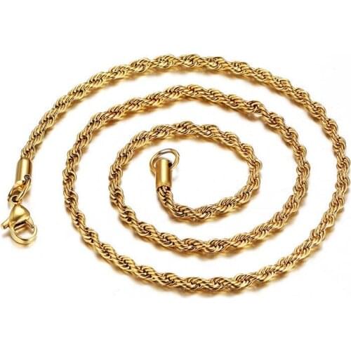 Hot Sale 3mm Width Flower Knot Gold Color / Silver Color Stainless Steel Chain Necklace