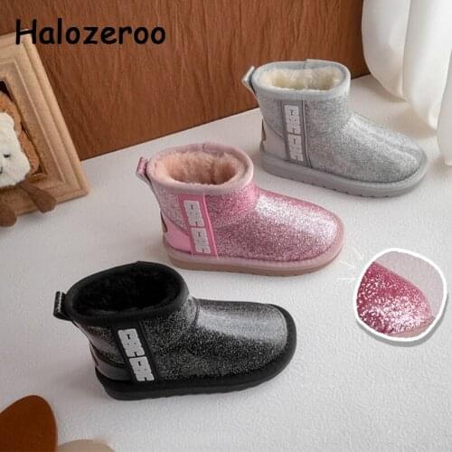 Winter New Kids Snow Boots Baby Girls Ankle Boots Children Warm Brand Shoes Toddler Black Dress Shoes Fashion Waterproof Boots