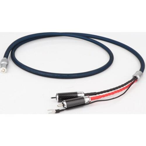 Hifi Audio OFC silver plated cable Tonarm Cable 5 Pin DIN & RCA Phono Turntables Analog Cable with Carbon Fiber RCA Connector