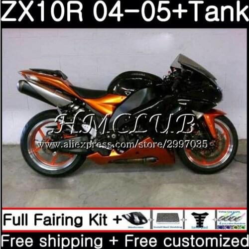 Body +Tank For KAWASAKI NINJA ZX1000 C ZX 10 R ZX-10R 2004 2005 60HC.18 ZX1000C ZX10R 04 05 ZX 10R orange black 04 05 Fairings