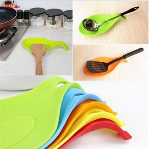 AIWOJIA Food Grade Silicone Cooking Kitchen Spoon Rests Non-stick For Baking Accessories Spatula Scraper Knife And Fork Tools 5Z