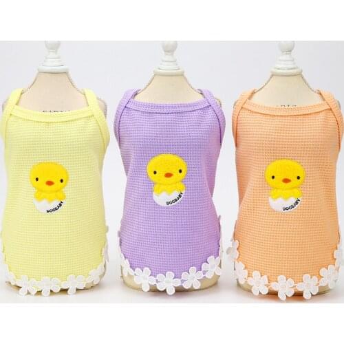 Soft Cotton Pet Dog Spring Summer Yellow Chicken Sling Dress Clothes From S to XXL Cheap Puppy Dogs Vest Clothing