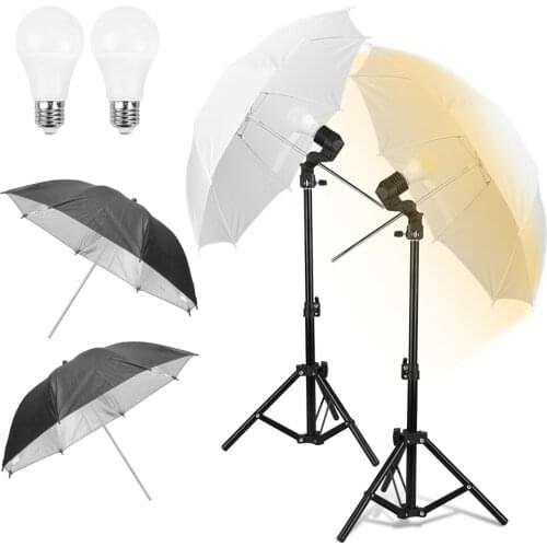 Photography Photo Table Top Studio Umbrella Lighting Kit 26inch Collapsible Umbrella 68cm Tripod for Product Display Shooting