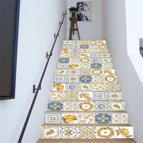 13pcs Self-adhesive stairs stickers living room DIY tile models decoration home waterproof wall stickers creative models