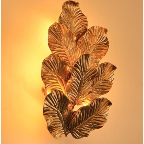 Light luxury new Chinese style wall lamp creative tree leaf copper living room restaurant hotel guest room aisle wall lamp