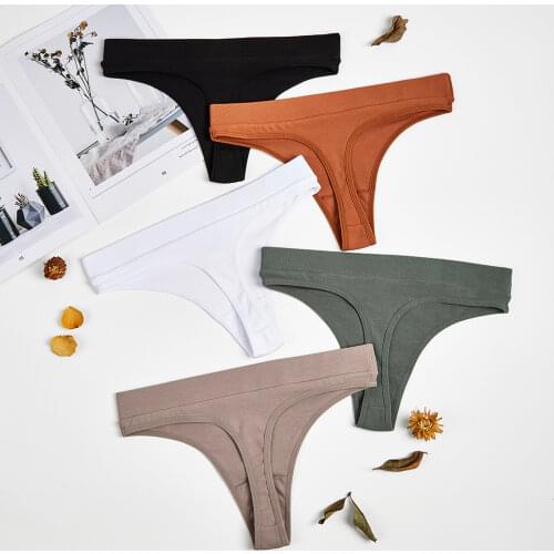 Womens Underpants Cotton G-String Thong Soft Lingerie Tanga Panties Ladies Briefs Sexy Underwear Low-Rise Intimate