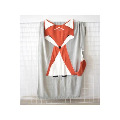 INS Little Fox Knitted Blanket Stereo Ear Blanket Beach Mat Outdoor Photography Photograph Decoration Mat Air Conditioner Quilt