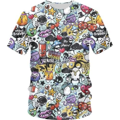 Size S-6XL Summer New Mens T-shirt Cool Casual T Shirts Short Sleeve Tshirts Student Couple Trend Graffiti Harajuku Streetwear