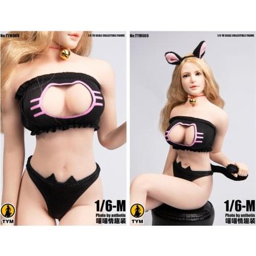 Female clothing TYM069 Black Cat girl Sex Clothes & Accessories Set Clothes Model for Large bust 1:6 SCALE 12 inches figure