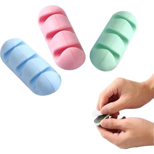 2pcs/lot Silicone Mini Wire Holder Cable Clip Self-adhesive Cable Organizer Tie Fixer For Earphone USB Cable For Desktop Car