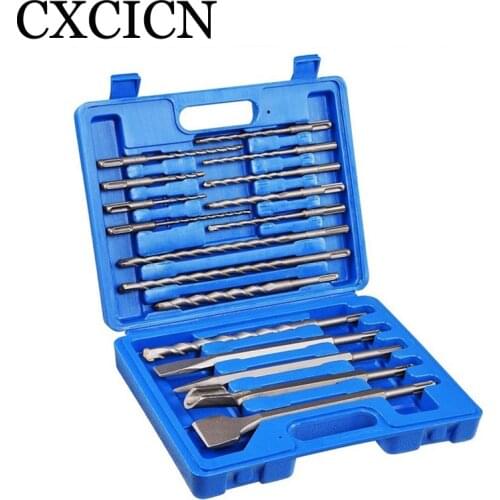 17PCS Hammer Drill Bits Set & Chisels- SDS PLUS Concrete Masonry Hole Tool with Storage Case