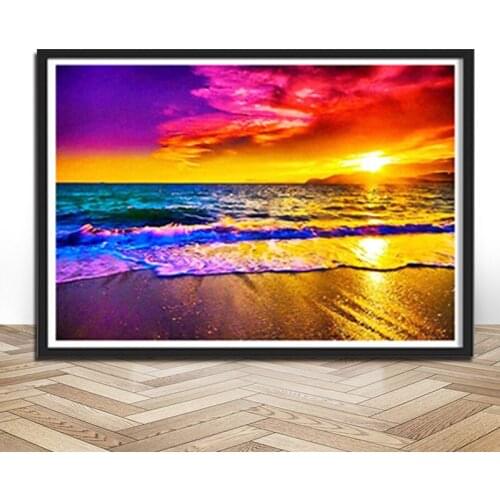 5D DIY Diamond Painting Landscape Full Round Sunset Cross stitch Kit Mosaic Picture of Rhinestones Decor Embroidery Diamond Art