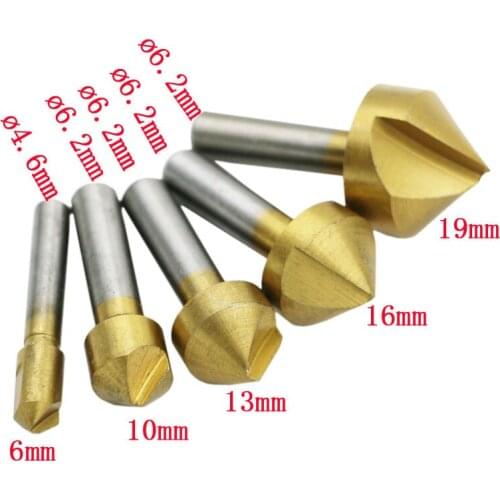 6mm 10mm 13mm 16mm 19mm 6-19mm Carbon Steel Titanium Coated 90 Degree Single Flute Edge Wood Chamfer Core Countersink Drill Bit