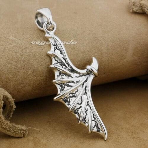 925 Sterling Silver Devil Wing Claw Mens Biker Rocker Pendant 9J009