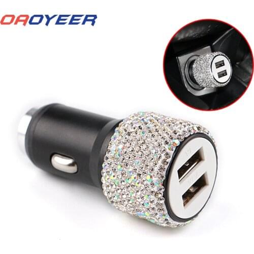Diamond-mounted Car Charger Phone Safety Hammer Charger Dual USB Fast-charged Diamond Car Phone Aluminum Alloy Car Charger