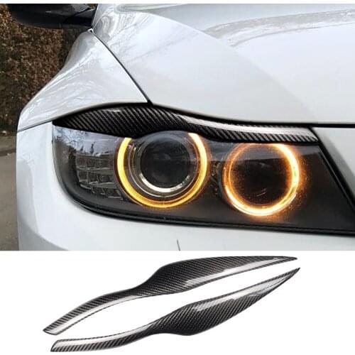 Real Carbon Fiber Front Headlight Eyelids Eyebrow Trim Decorative Cover Fit for BMW 3 Series E90 E91 2005-2011 Car Assessoires