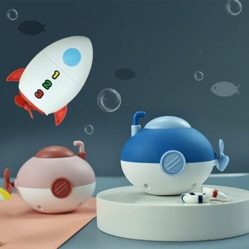 Bathroom Bath Shower Baby Clockwork Swimming Children Play Water Cute Little Submarine Rocket Bathing Bathtub Toys For Kid