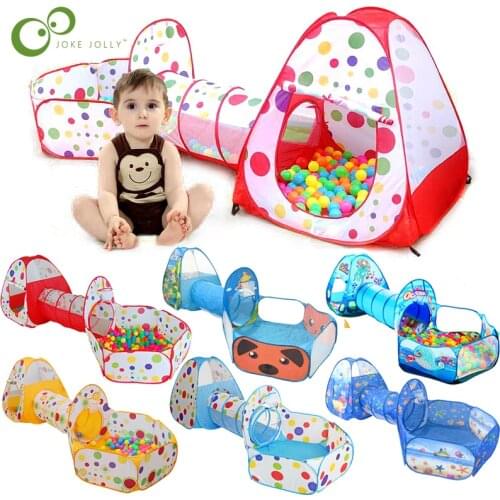 Kids Play Tents Crawl Tunnels and Ball Pit Popup Bounce Playhouse Tent with Basketball Hoop for Indoor and Outdoor Use