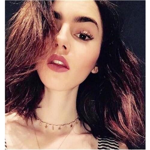 European and American fashion wild atmospheric neck chain golden five-pointed star necklace clavicle chain personality simple tr