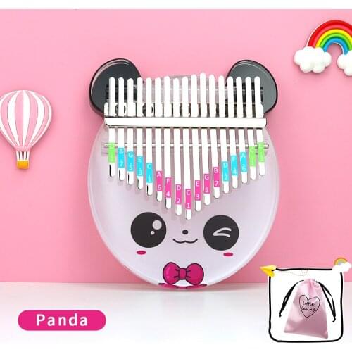 Kalimba Acrylic 17 Key Transparent Thumb Piano Crystal Calimba Finger Piano Cute Animal Christmas Kid Gift with Tuner Hammer Bag