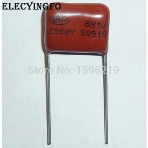 100pcs CBB capacitor 681 2000V 681J 2KV 680pF 0.68nF P15 CBB81 Metallized Polypropylene Film Capacitor