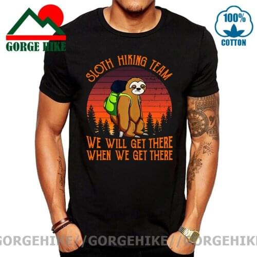 Sloth Hiking Team Tshirt Vintage SLoth Gift Climber Tee Hiker tee Mens outdoor Short Sleves camping hiking trekking T Shirts