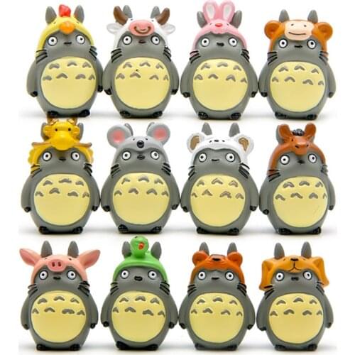 1 Pcs 12 Chinese Zodiac Cute Totoro Miniature Figurines Fairy Garden Ornament Resin Craft DIY Supplies